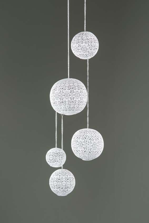 LANTERN/HANGING LANTERN CANDLE GLOBE ROUND ANTIQUE WHITE 13.5 CM - 2