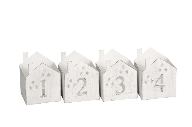 Candlestick - Advent candlestick - Houses - Antique white - Numbers 1-4 - 3