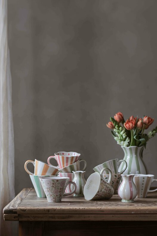 Mug - Cup - Teacup - Dots & Stripes Pink | Ochre - Majas Cottage - 3