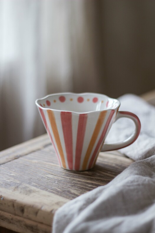 Mug - Cup - Teacup - Dots & Stripes Pink | Ochre - Majas Cottage - 2
