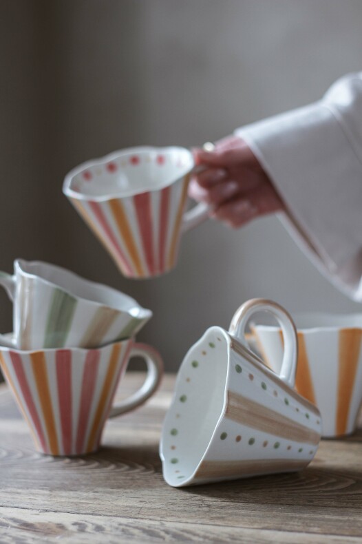 Mug - Cup - Teacup - Dots & Stripes Pink | Ochre - Majas Cottage - 4