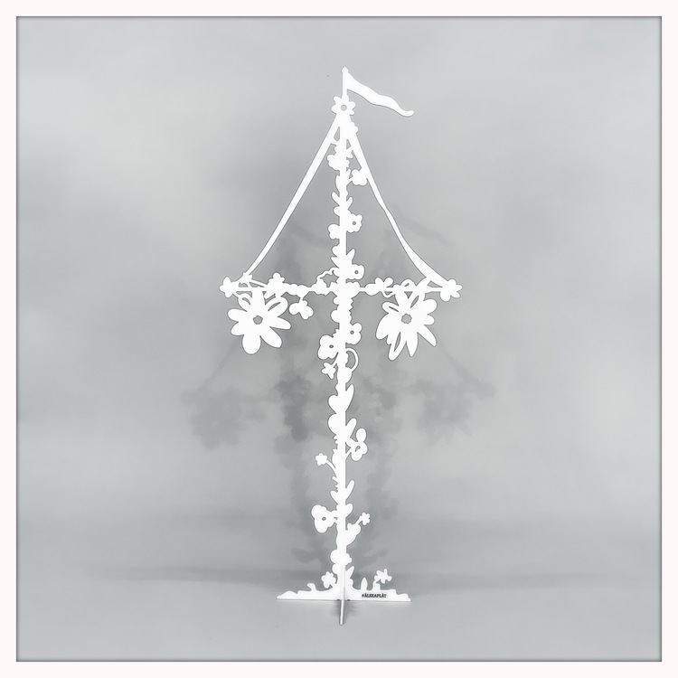 Midsummer pole with flowers & leaves - White - 60 cm - ÄLSKA PLÅT - 3
