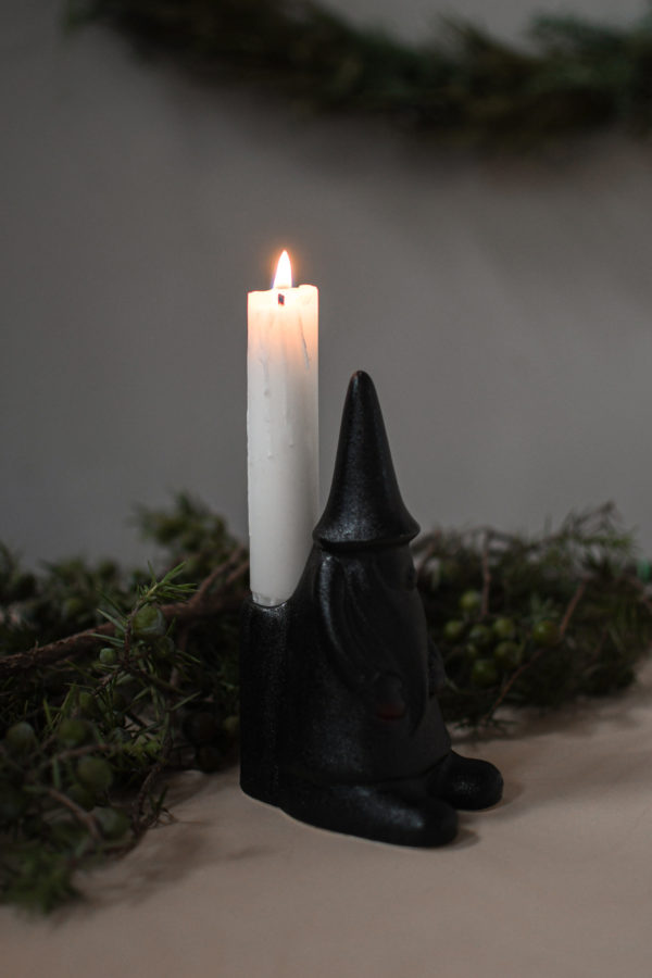 Hans Tomte with hood - Candlestick - Black Ceramic - 15 cm - 2