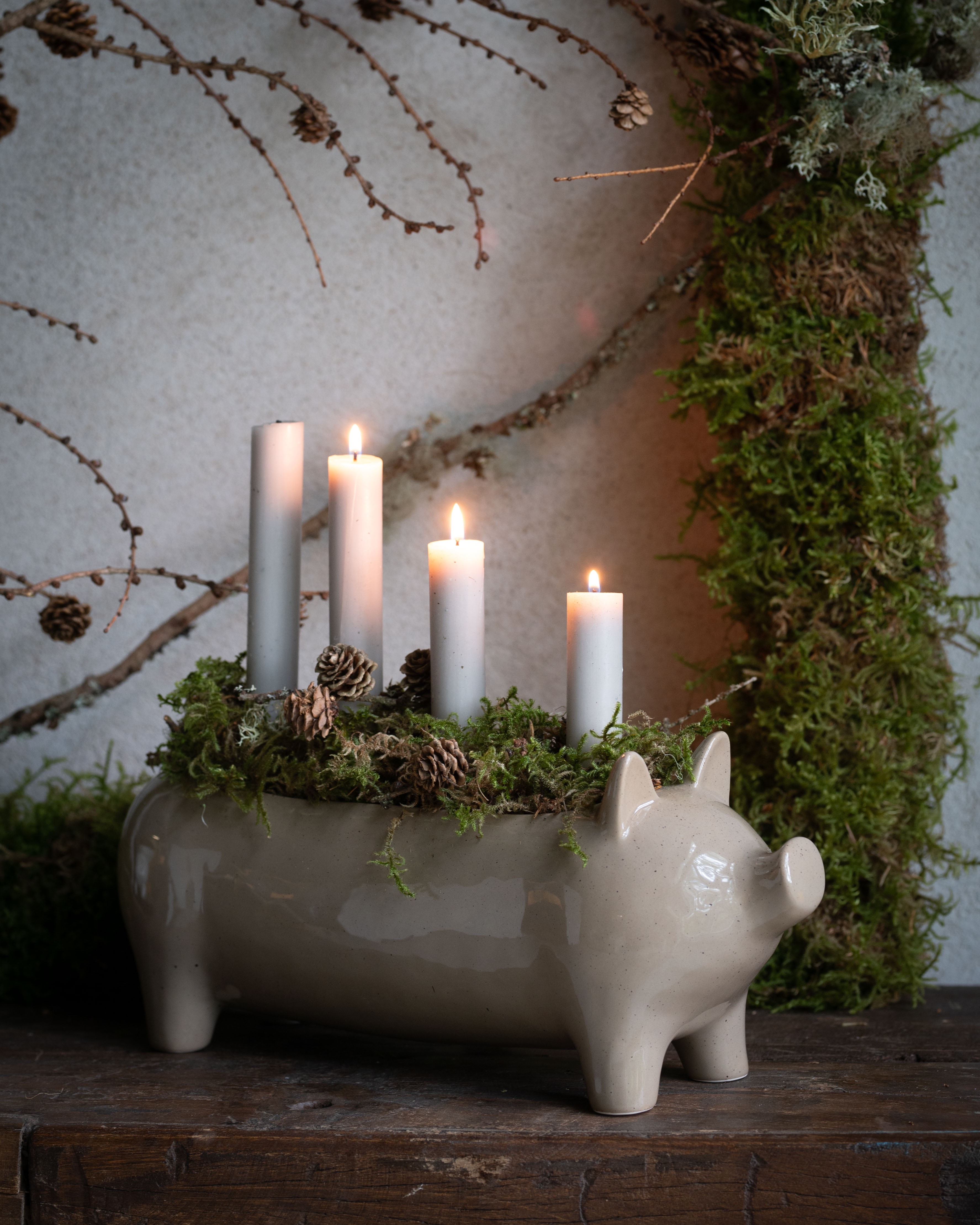 Kruka - Gris - Vas - Plantering - Brun/Beige Melerad - 40x11x16 cm - 2