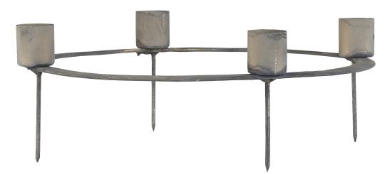 Ljusstake - Krans - Adventsljusstake - Grå - Ø 21,7 cm  - 3