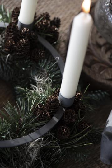 Ljusstake - Krans - Adventsljusstake - Grå - Ø 21,7 cm  - 2