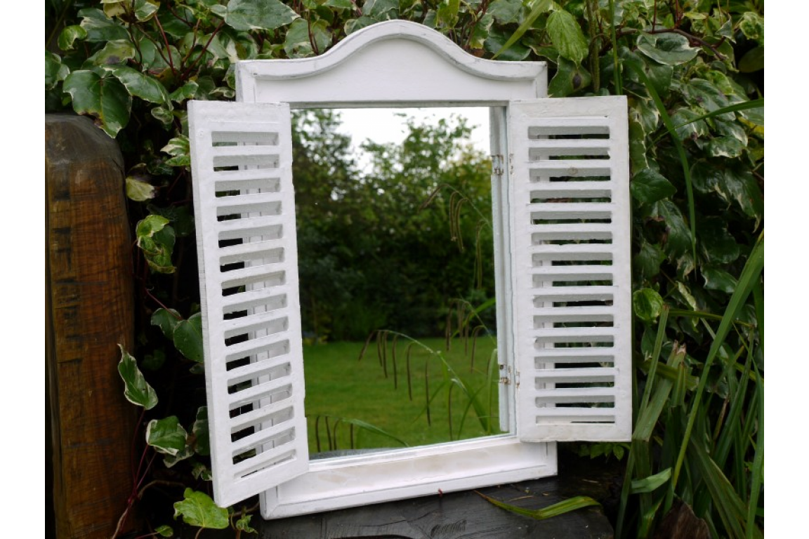 Mirror with shutters - Antique white - 60 cm - 3