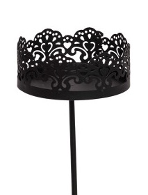 Candle holder with lace - Tea light/Block candle - Antique black - 2