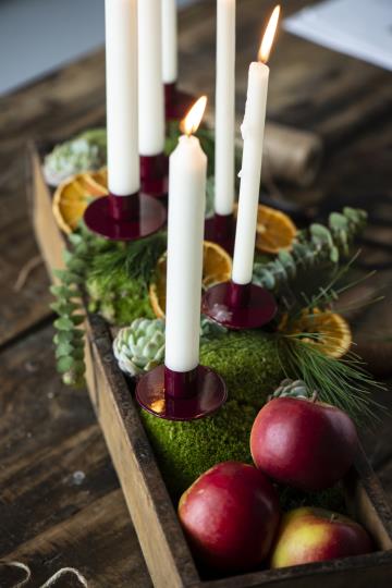 Candle holder for Christmas tree candles - Wine red - 12 cm - 4