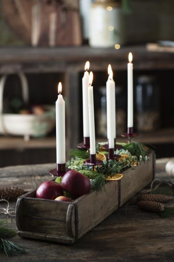 Candle holder for Christmas tree candles - Wine red - 12 cm - 2