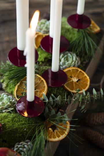 Candle holder for Christmas tree candles - Wine red - 12 cm - 3