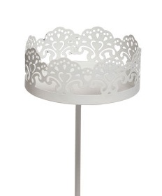 Candle holder with lace - Tea light/Block candle - Antique white - 2