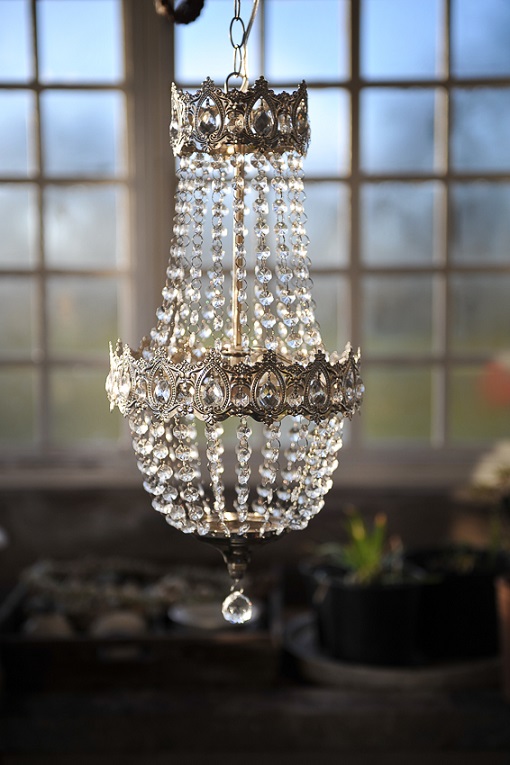 TAKLAMPA KRISTALL LAMPA/TAKKRONA - KLAR/ANTIKSILVER - PRISSÄNKT