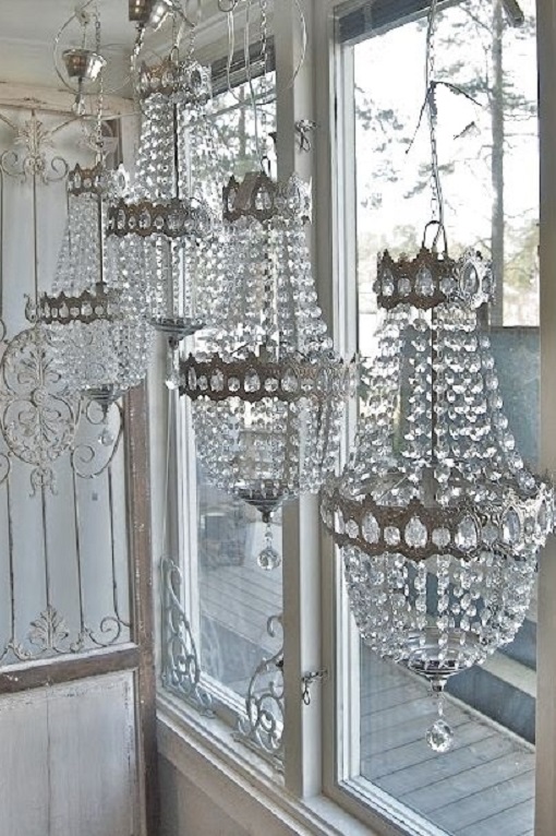 TAKLAMPA KRISTALL LAMPA/TAKKRONA - KLAR/ANTIKSILVER - PRISSÄNKT - 3