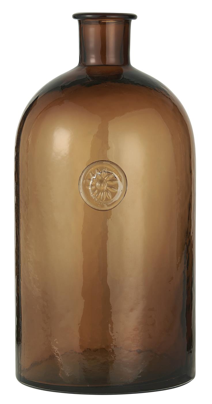 Glass bottle - Apothecary bottle - Brown - Emblem - 30.5 cm - 7