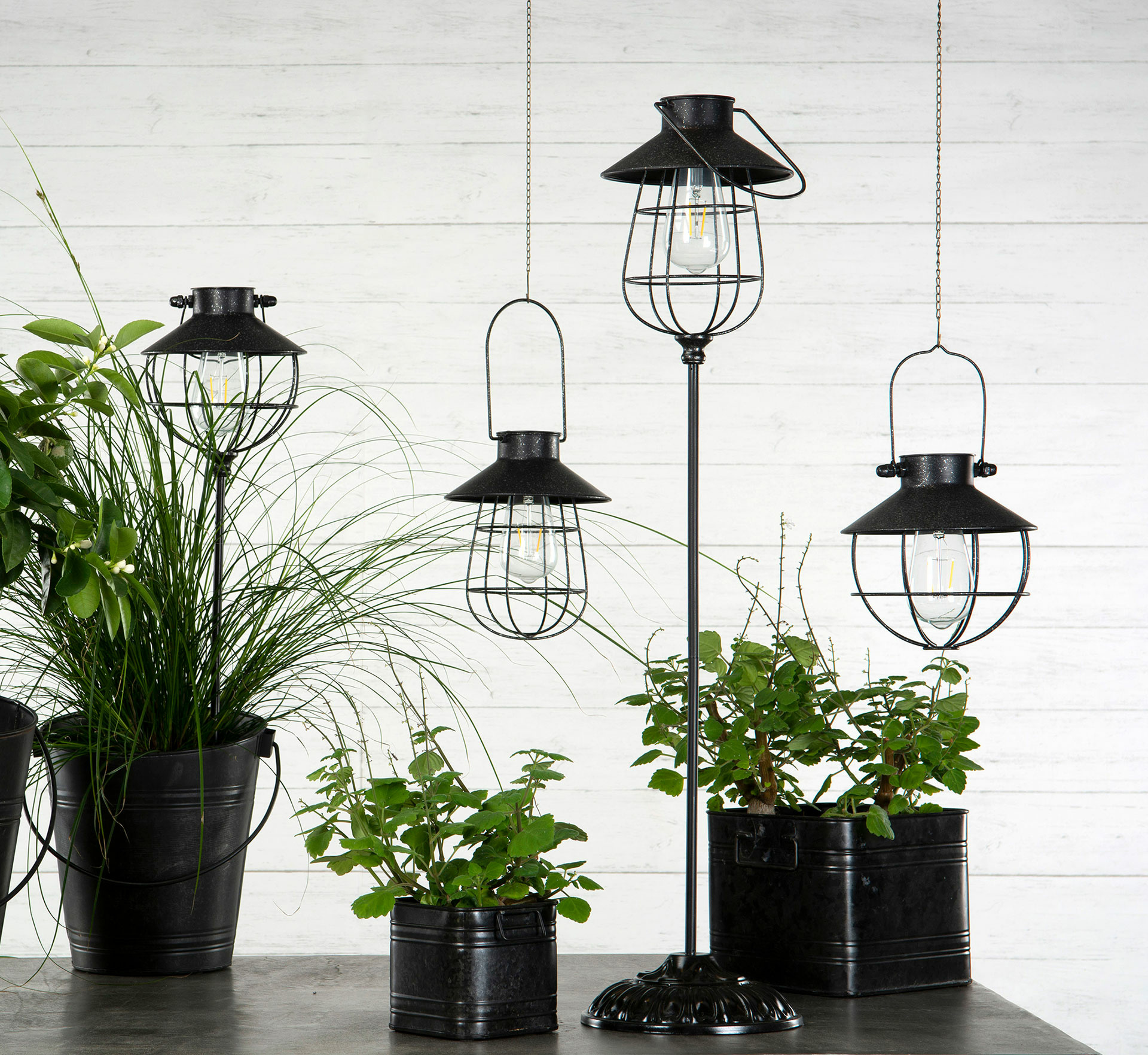 Lampa/Solcell Led Häng Rund Antiksvart 18,5 cm - 9