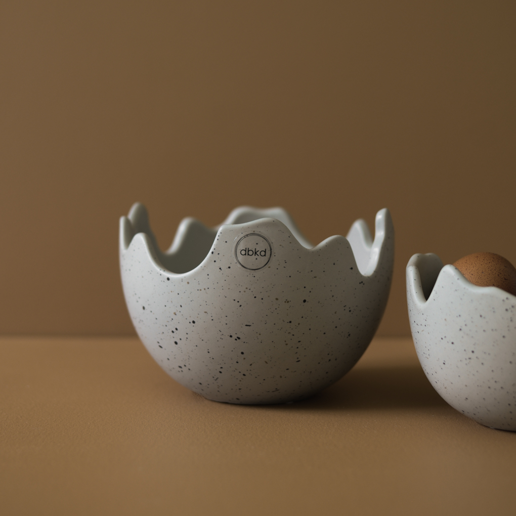 Happy Easter Bowl - Eggshell Pot - Grey/Spotted - Large - 10