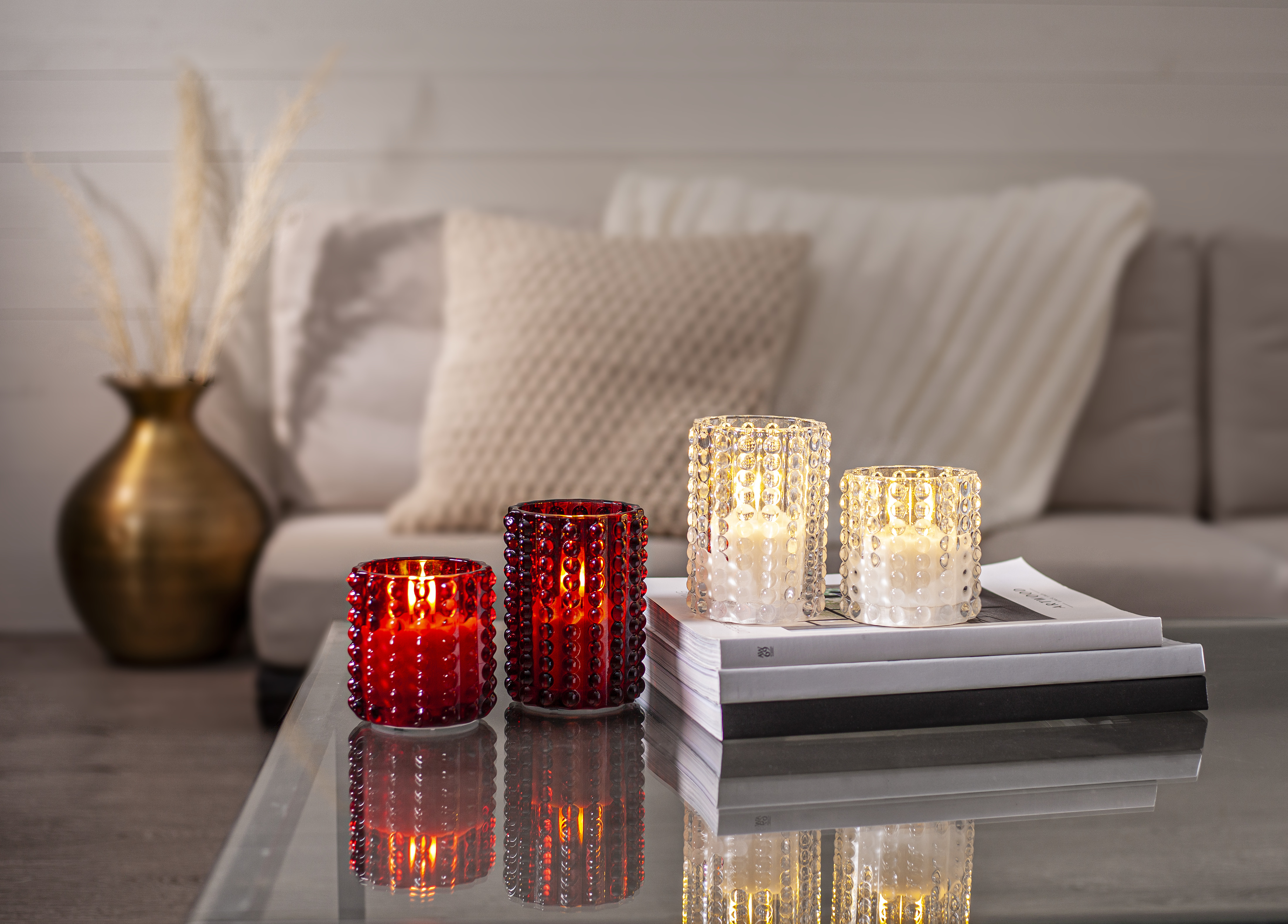 LED light - Battery light - Lantern - Red - 10x9 cm - 2