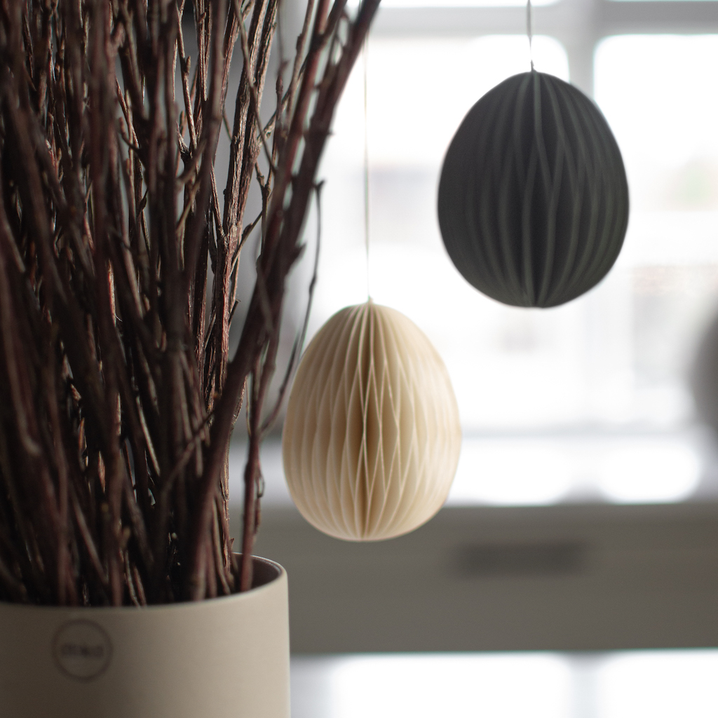 Ovoid - Ägg - Papper - Sand - Hängande dekoration - 7 cm - 2