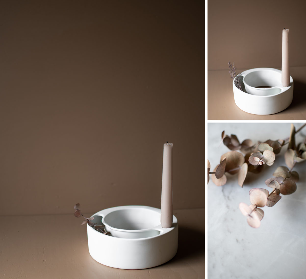 Candlestick - White ceramic - 20 cm - 6