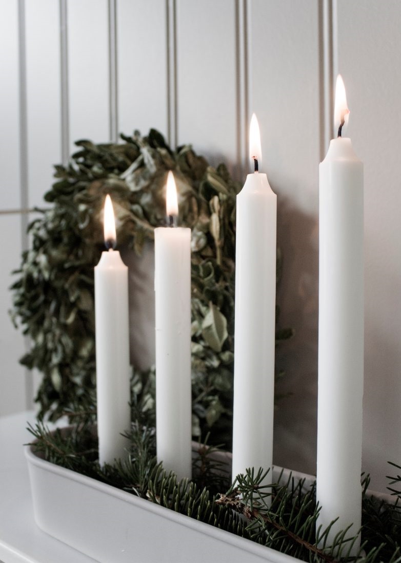 Adventsljusstake Ljusstake - Ljusgrå keramik - 5