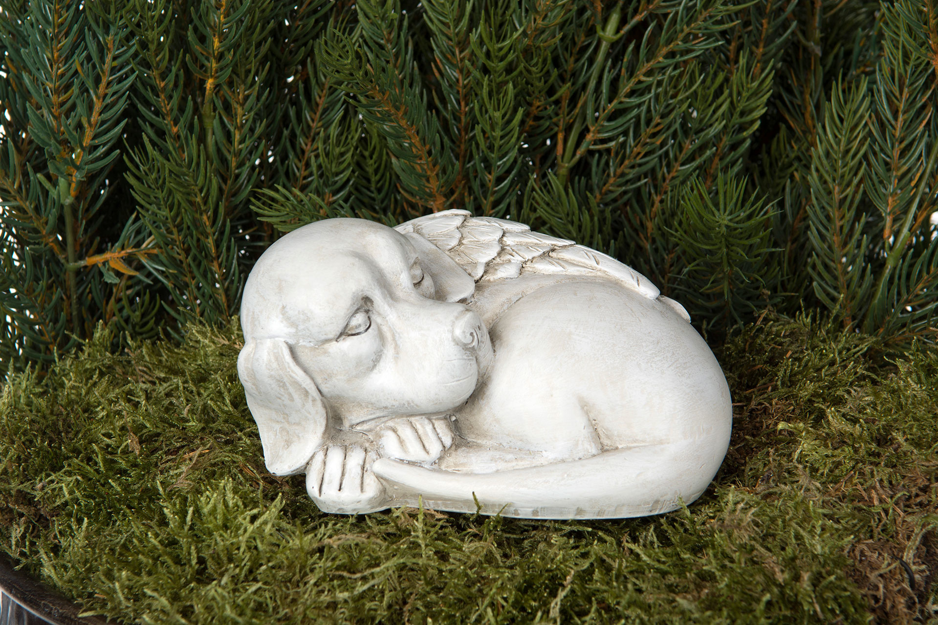 Dog Angel Stick Smooth White Poly 13.5x10.5x8 cm - 2