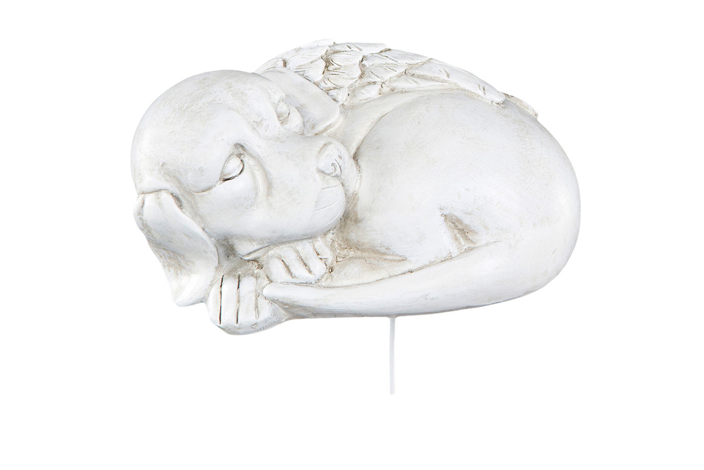 Dog Angel Stick Smooth White Poly 13.5x10.5x8 cm - 3