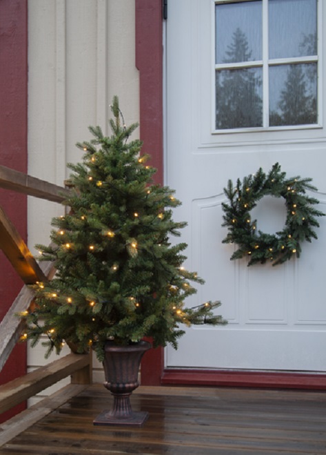 Julgran med vacker kruka och varmvit ledbelysning - El - 120 cm - 4