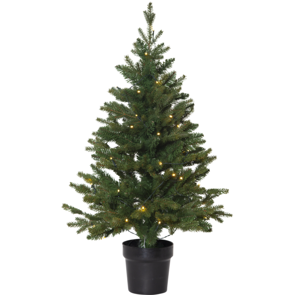 Christmas tree with pot and warm white LED lighting - 90 cm - 2