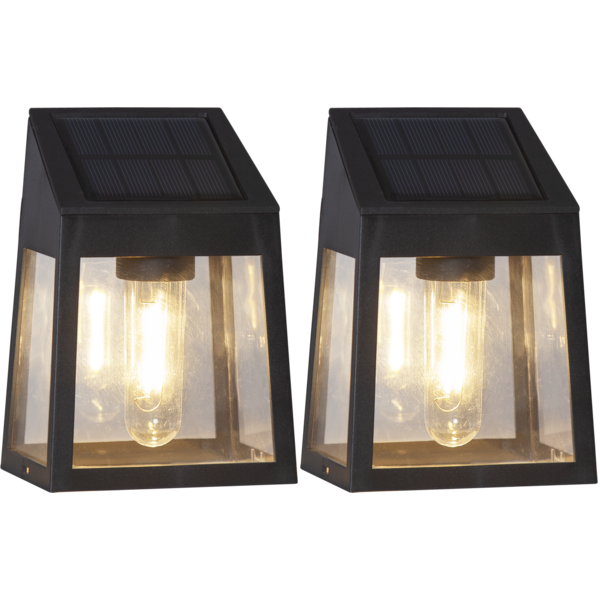 Solar cell lighting wall lantern - 2-pack - 13.5x9x6.5 cm - 3