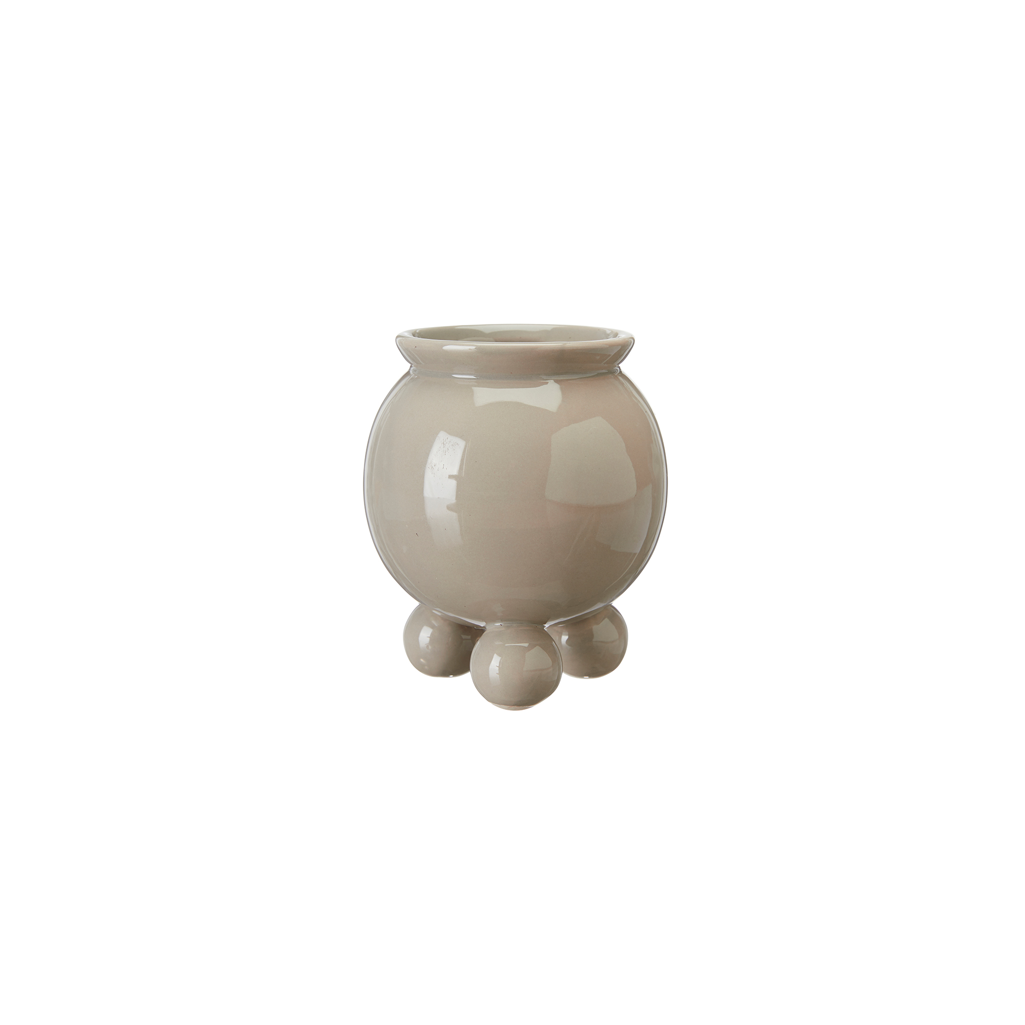 Pot with ball feet - Linen - 9x10 cm - 2