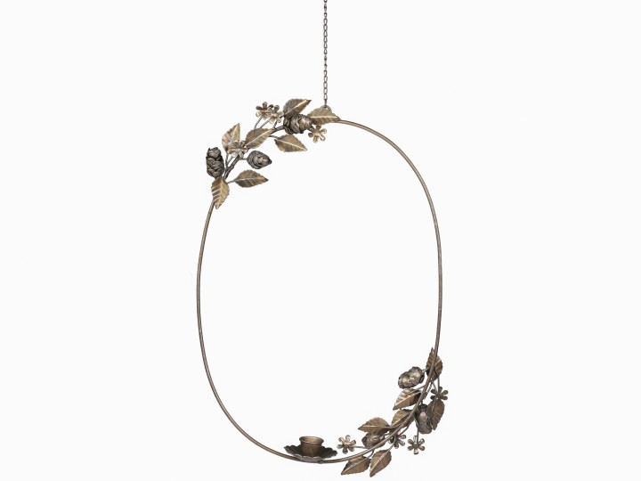 Candle ring - Candlestick with leaves and pine cones - 38x27 cm - 3