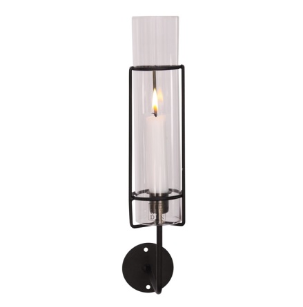 Candle holder - Wall candle holder - Antique black - 31 cm - 3