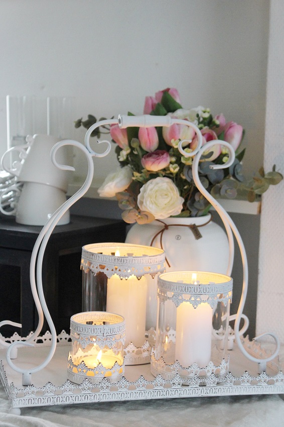 LANTERN/CANDLE LANTERN - TRAY WITH THREE LANTERNS - 4