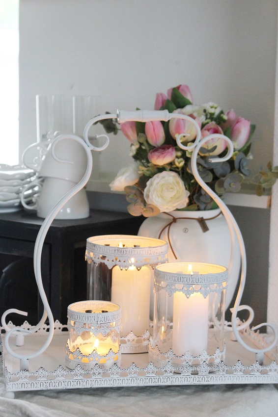 LANTERN/CANDLE LANTERN - TRAY WITH THREE LANTERNS - 6