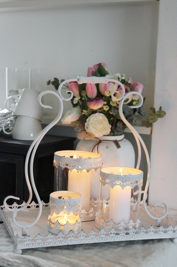 LANTERN/CANDLE LANTERN - TRAY WITH THREE LANTERNS - 7