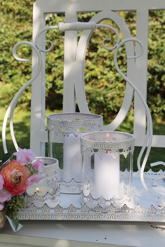 LANTERN/CANDLE LANTERN - TRAY WITH THREE LANTERNS - 3