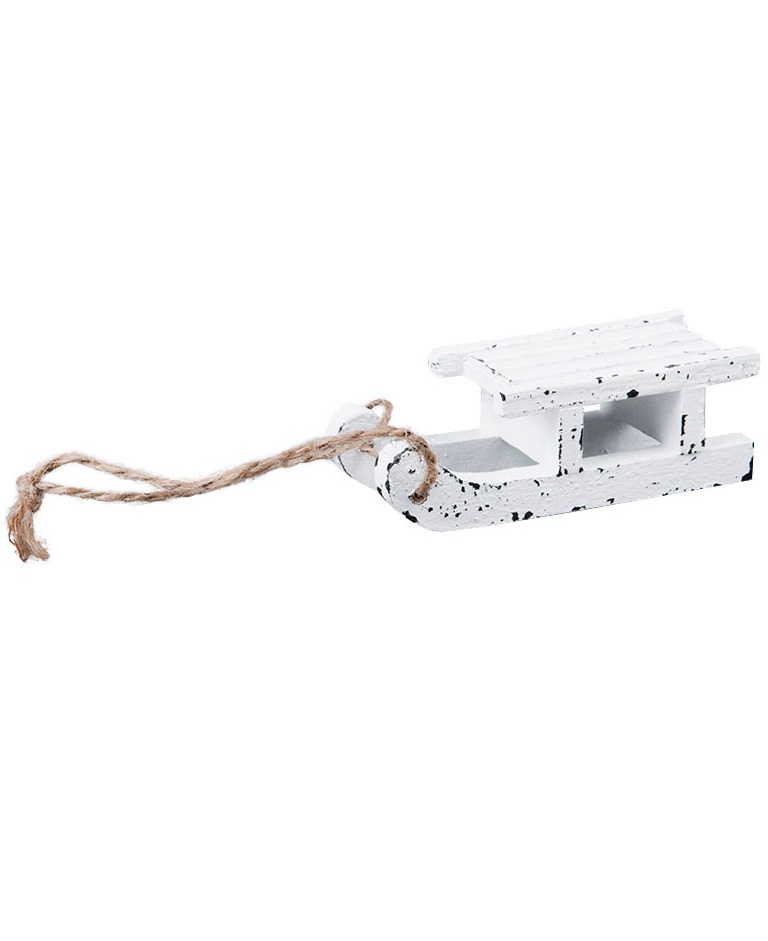 Wooden sled 7.5 cm - antique white - Shabby chic - 2