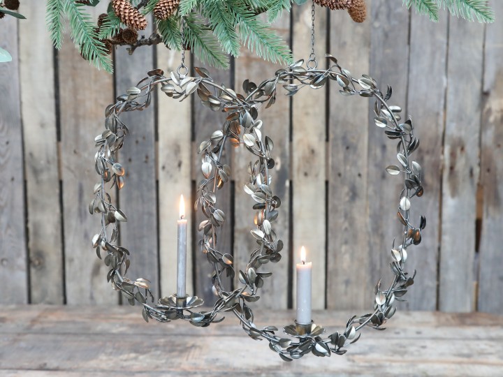 Candle ring - Candlestick with leaves - 40x30 cm - 4