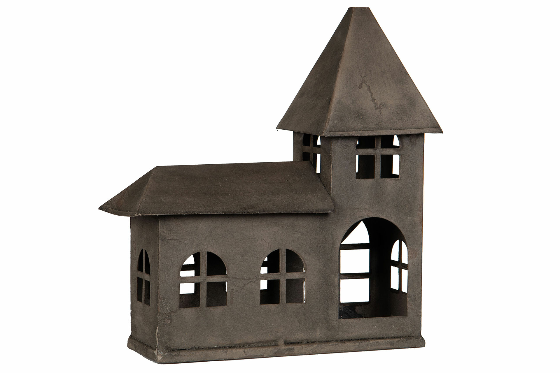 Church Lantern - Tin House - Antique Brown - 31x13.5x33 cm - 2