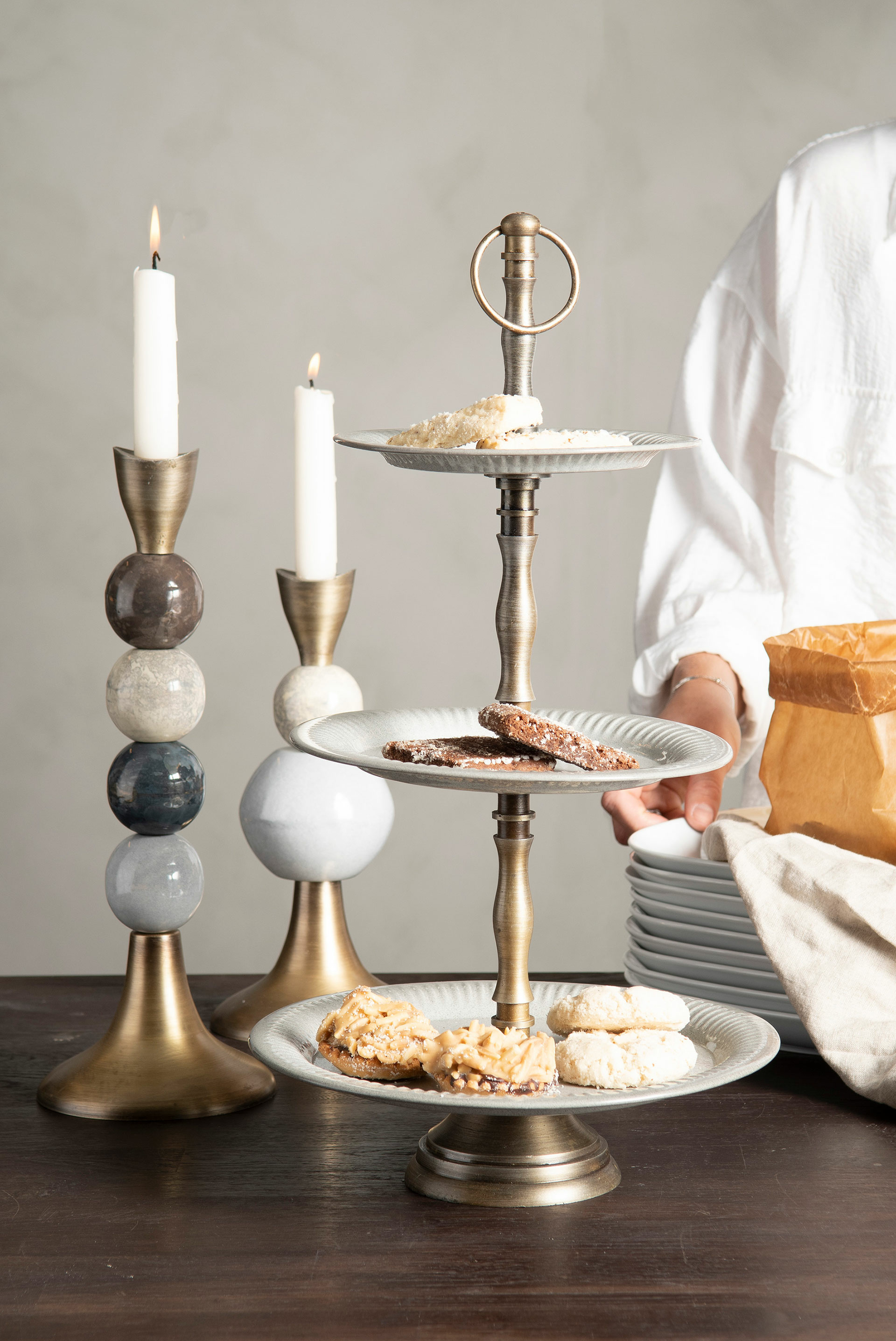 Tiered tray - Cake tray Enamel Stone 25x45 cm - 2