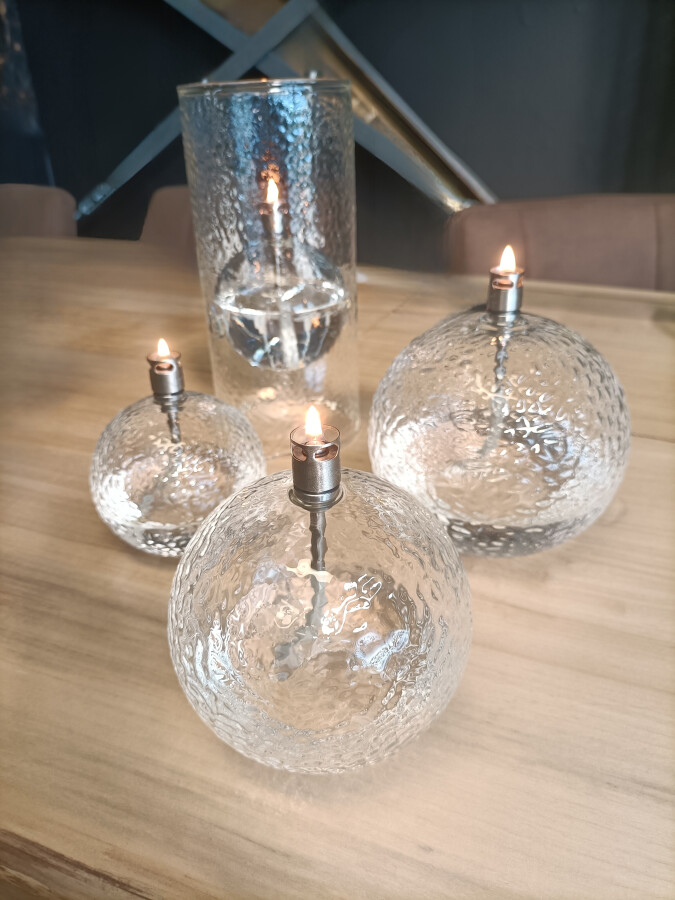 Oil lamp Hammered Glass - 22x10 cm - Cylinder - 4