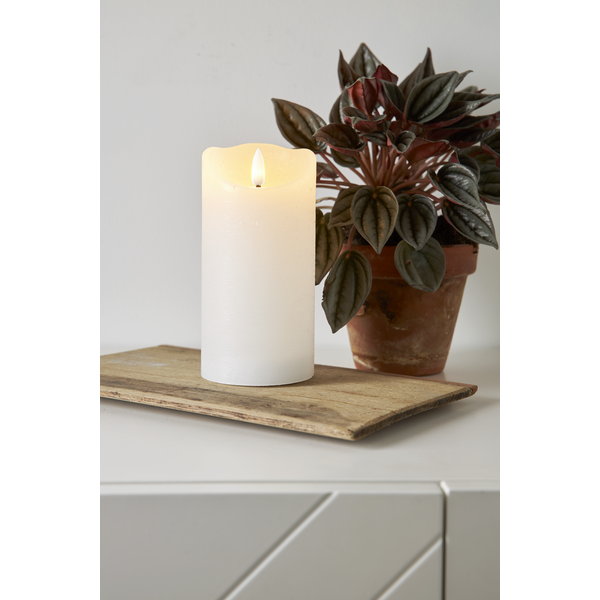LED Block Candle Rustic - Battery Candle - White - 15 cm - 3