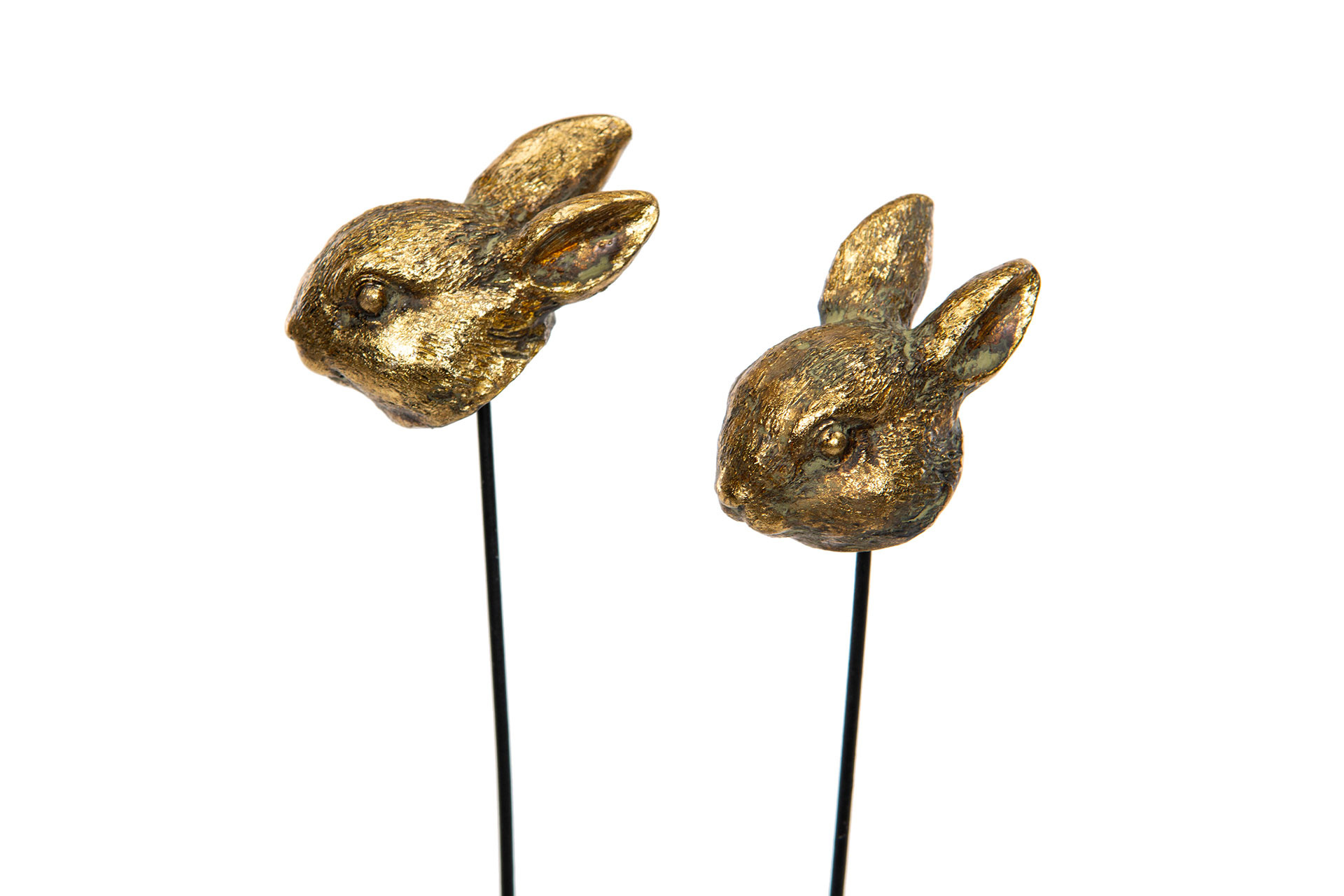 Kaninhuvud Stick Guld Poly 2,5x3,5 cm - 2-pack - 2