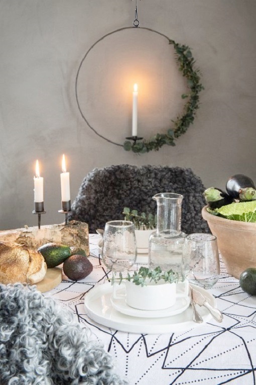 CANDLE RING BLACK INCL. HOOK - Ø 40 CM - 3