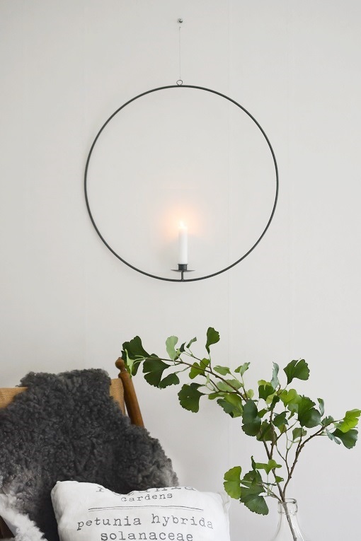 CANDLE RING BLACK INCL. HOOK - Ø 40 CM - 2