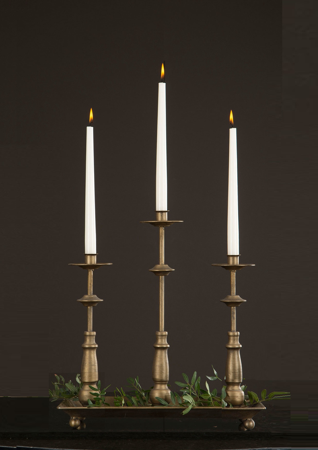 Candlestick 3-arm Gold Matt 45x18x43 cm