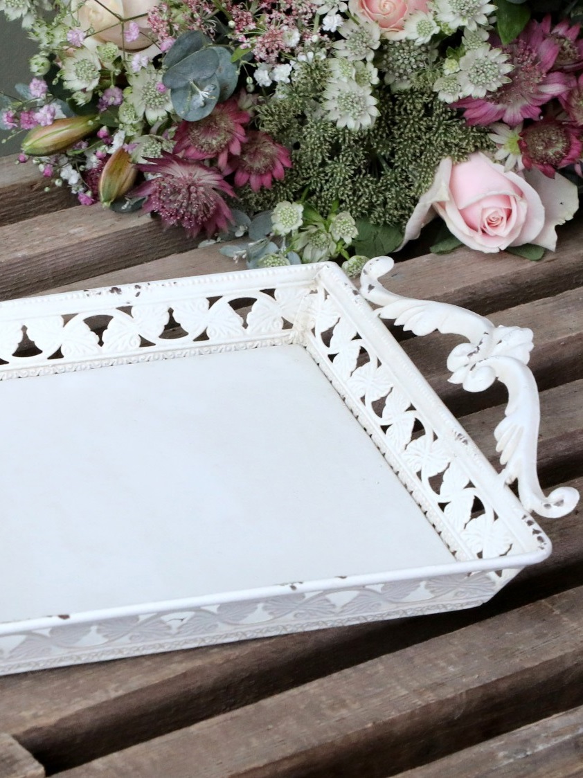Tray with handle and decoration - 29 cm - 2