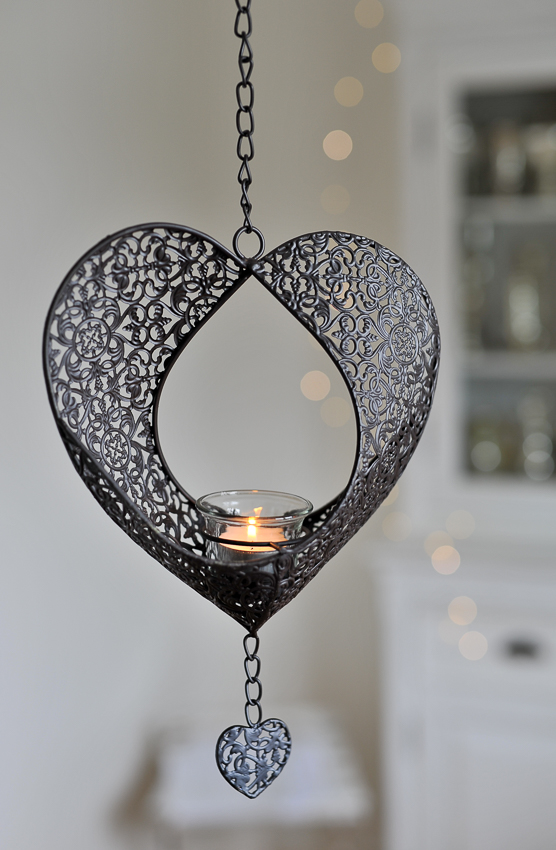 Hanging lantern Lantern Heart - Antique brown