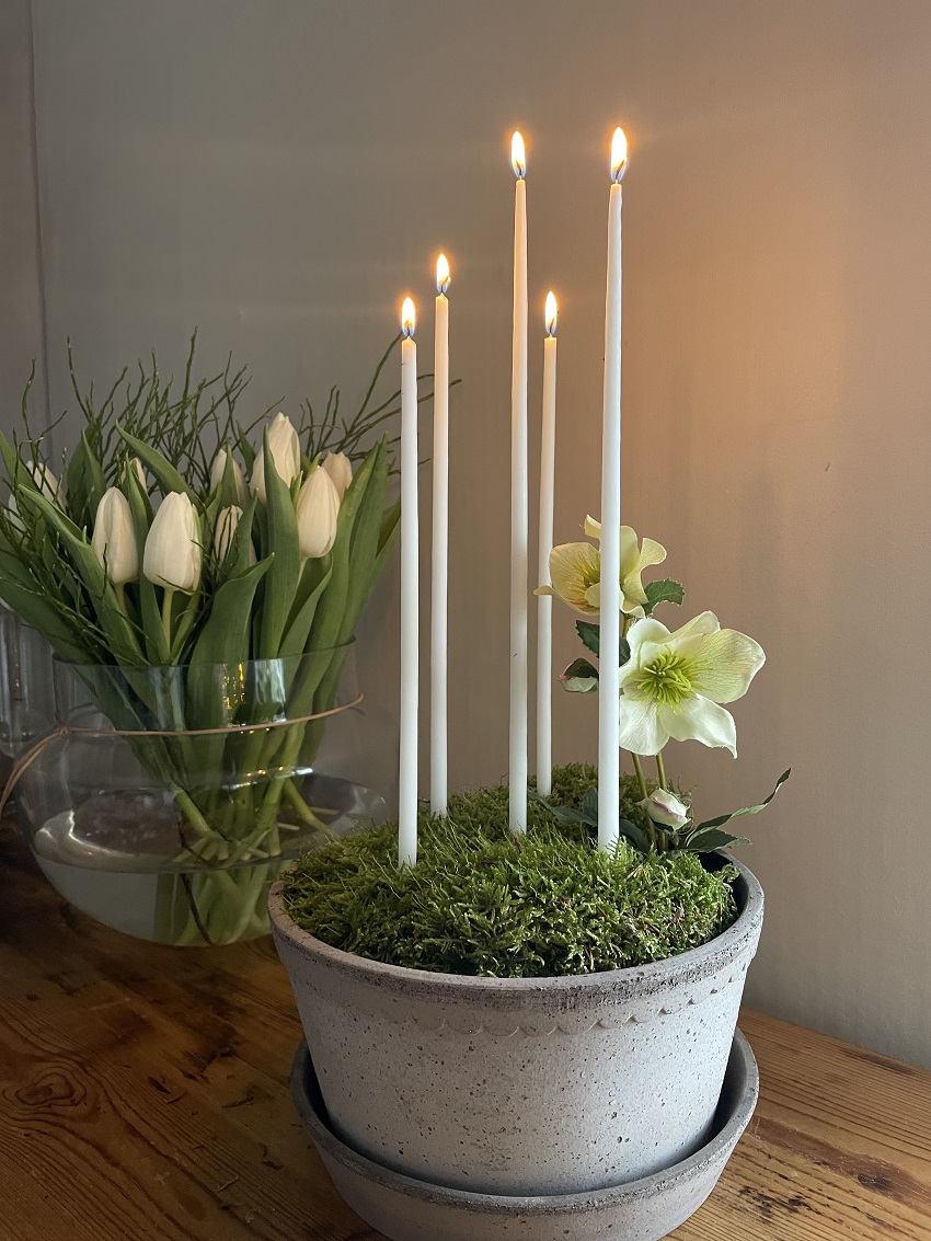 Hand-dipped thin long candles - Flower candles - White - 38 cm - 30-pack - 3